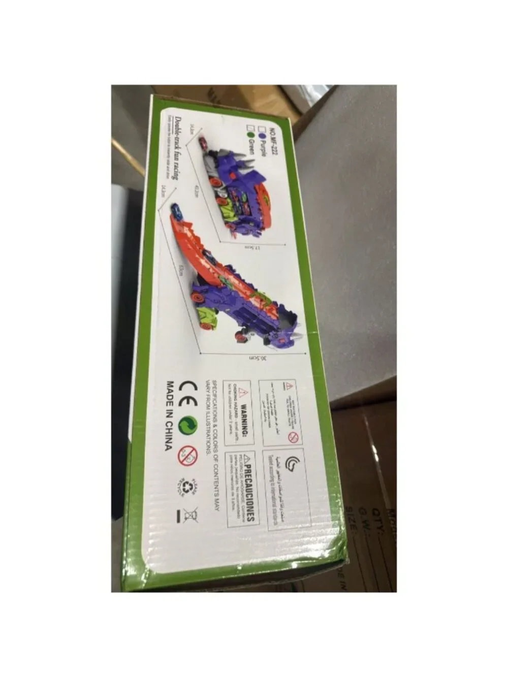 Green Triceratops Dinosaur Transport Truck With Slide Boy Gift Toy Car Display